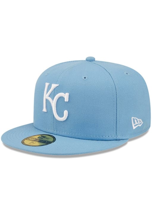 KC Baseball Hat Kansas City Royals Fitted 59Fifty New Era Chrome Blue Cap  main image 2