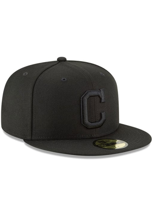 Cleveland Guardians Mens on Black 59FIFTY BLACK New Era Fitted Hat