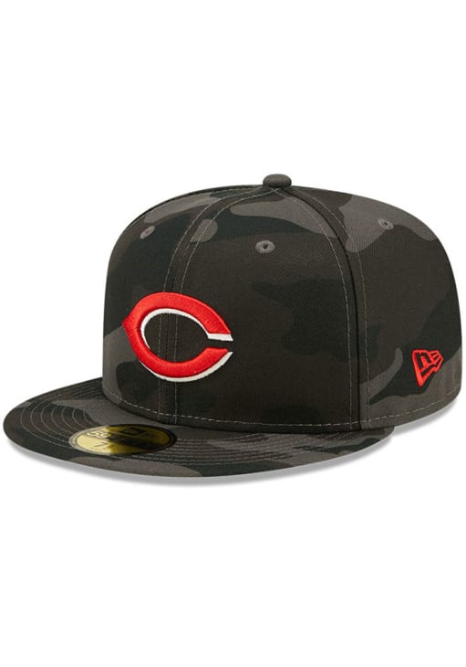 Cincinnati Reds Mens Camo 59FIFTY BLACK New Era Fitted Hat  display picture 1