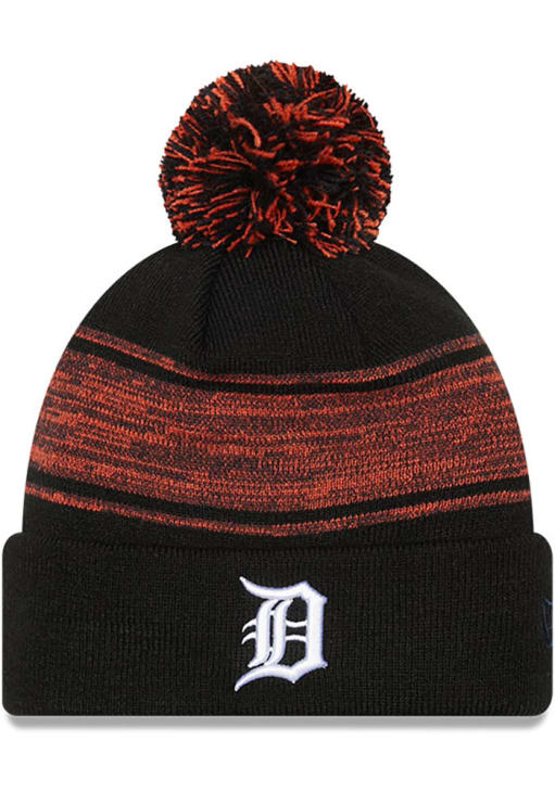 Detroit Tigers New Era BLACK Chilled Pom Knit Hat - 59013690