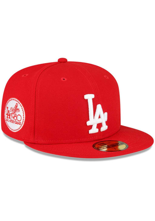 Los Angeles Dodgers Mens Side Patch 59FIFTY Red New Era Fitted Hat
