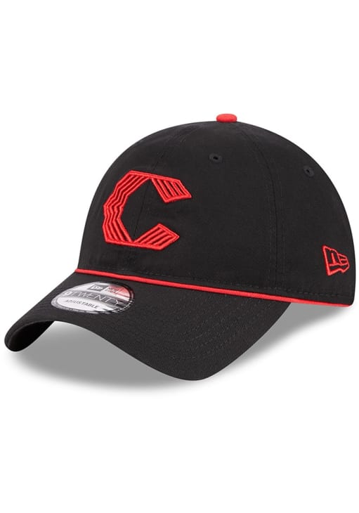 Casquette ajustable New Era rouge/noire Cincinnati Reds pour homme, modèle M-Crown A-Frame 9FORTY en feutre