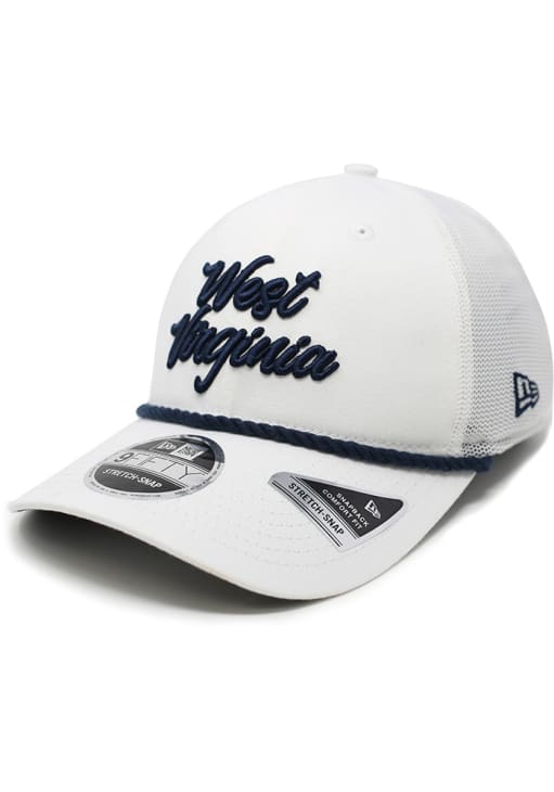 West Virginia Mountaineers New Era WHITE Rope Stretch Snap
