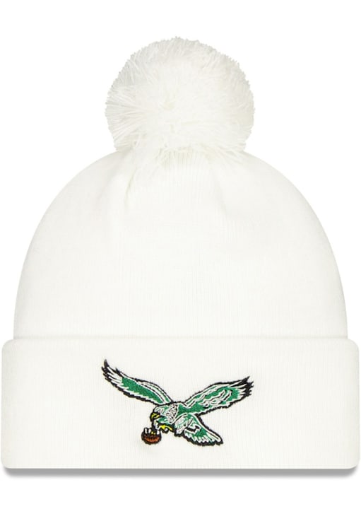 Philadelphia Eagles New Era WHITE Retro Cuff Pom Knit Hat - 59018444