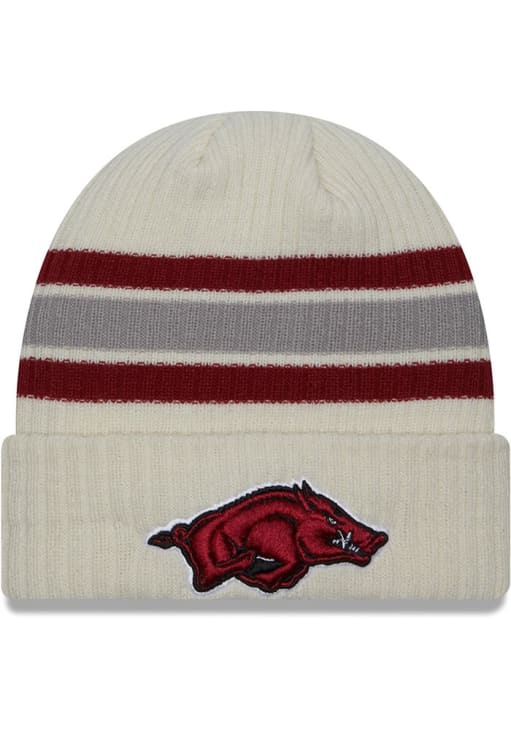 White Razorback Hat Arkansas Razorbacks New Era WHITE Vintage Cuff Knit Hat - 59020117