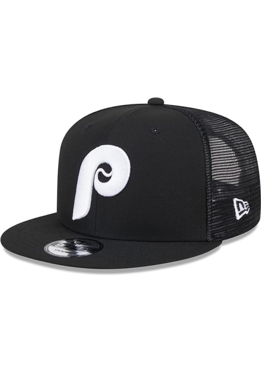 Philadelphia Phillies New Era BLACK BW Evergreen Trucker 9FIFTY