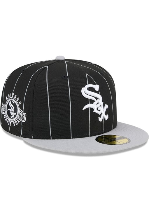 Chicago White Sox Mens Throwback 2T Pinstripe 59FIFTY BLACK New