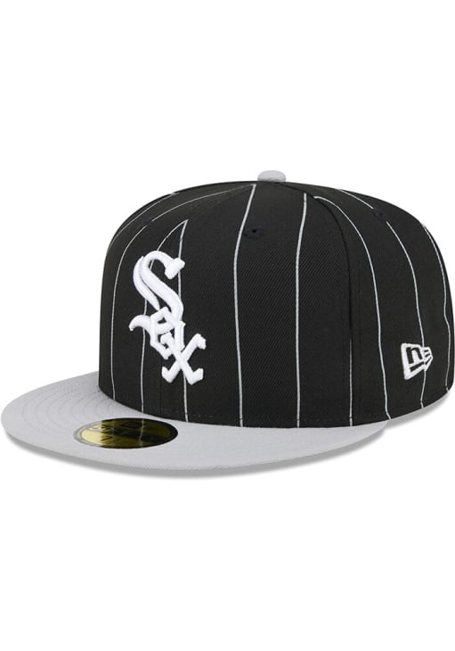 Chicago White Sox Mens Throwback 2T Pinstripe 59FIFTY BLACK New