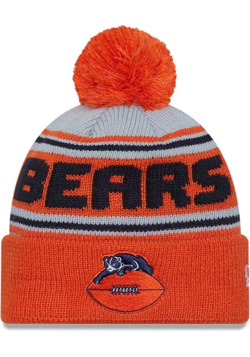 Chicago Bears New Era ORANGE Evergreen Cuff Pom Knit Hat - 59030281