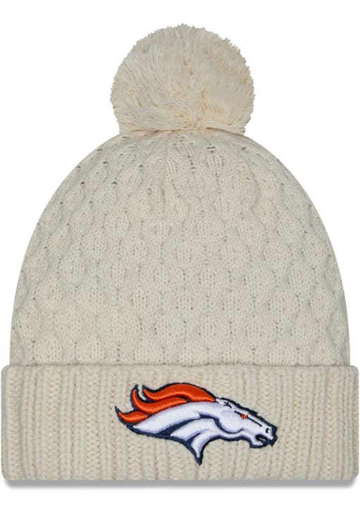 Denver Broncos New Era Womens White Chunky Cuff Pom Knit Hat 