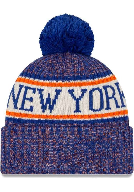 New York Knicks New Era BLUE Sport Beanie Cuff Pom Knit Hat - 59032277