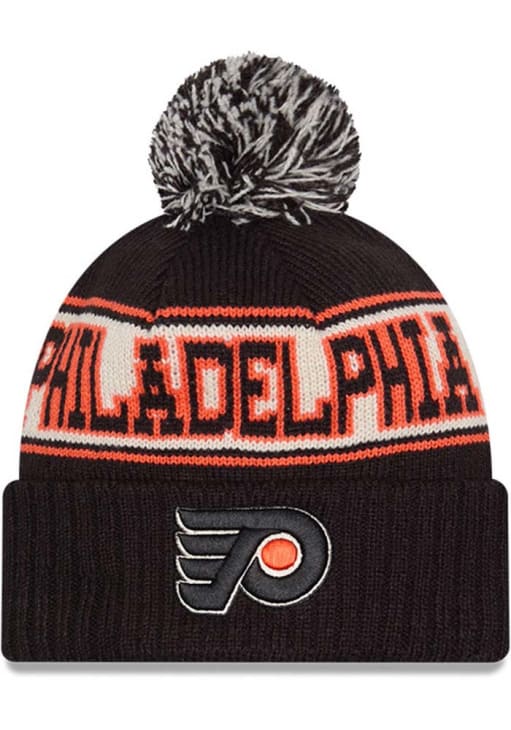 Philadelphia Flyers New Era BLACK Retro Pom Knit Knit Hat  display picture 1