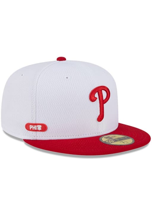 New Era Philadelphia Phillies Mens White 2025 Clubhouse Modern Crown 59FIFTY Fitted Hat
