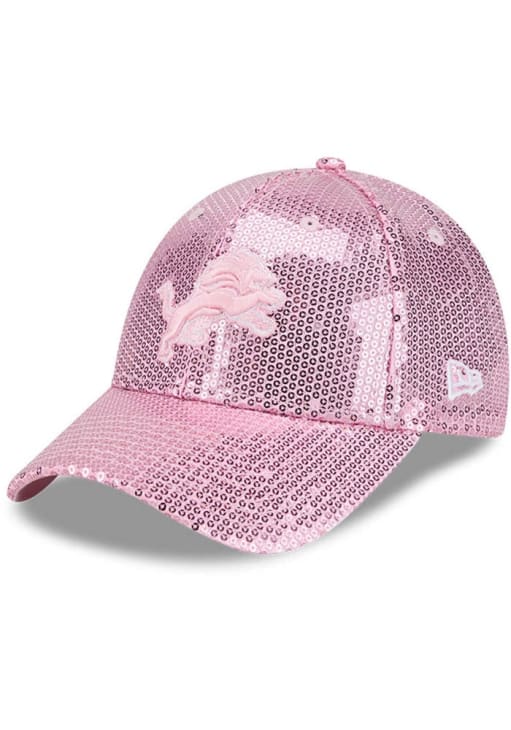 Detroit Lions Sequin 9FORTY PINK New Era Youth Adjustable Hat