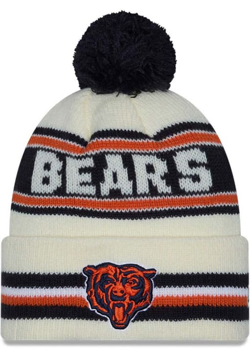 Chicago Bears New Era White Classic Cuff Pom Knit Hat - 59044082