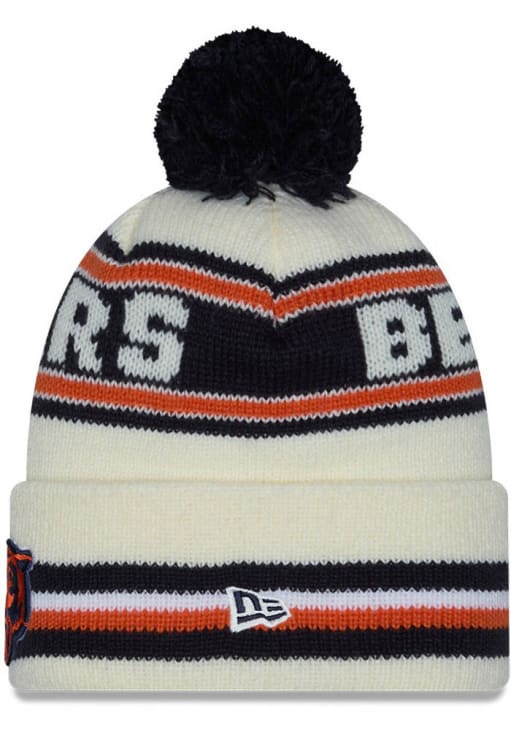 Chicago Bears New Era White Classic Cuff Pom Knit Hat - 59044082