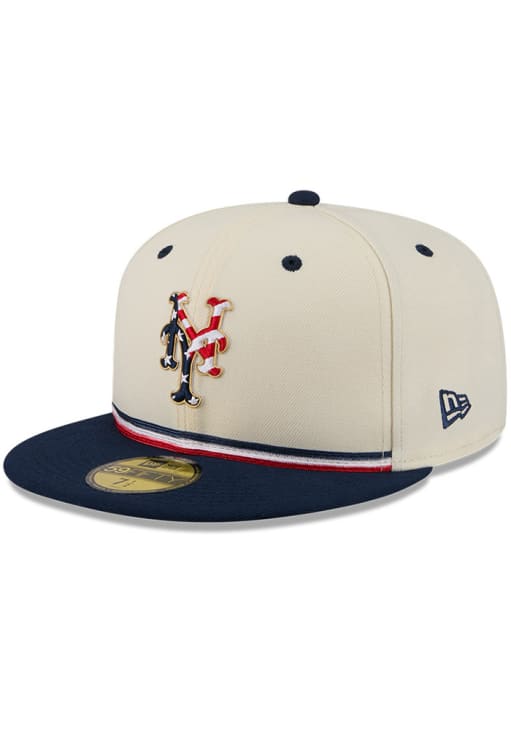 New York Mets Mens 2026 4th of July 59FIFTY CREAM New Era Fitted