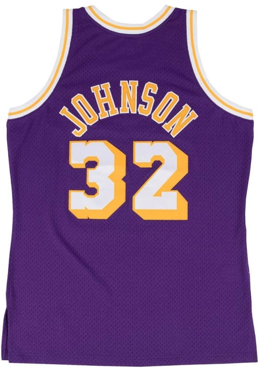Magic Johnson Los Angeles Lakers Mitchell and Ness PURPLE 1964