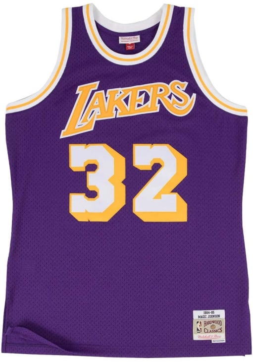 Magic Johnson Los Angeles Lakers Mitchell and Ness PURPLE 1964