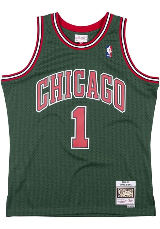 Derrick Rose Chicago Bulls Mitchell and Ness GREEN 08-09 Swingman