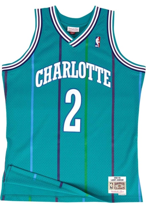 Larry Johnson Charlotte Hornets Mitchell and Ness TEAL 92-93