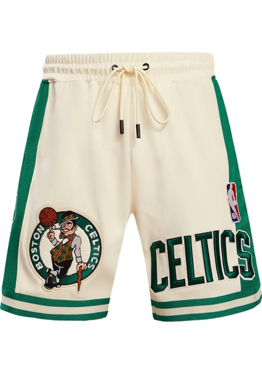 Boston Celtics Mens Pro Standard WHITE/KELLY Retro Chenille Shorts
