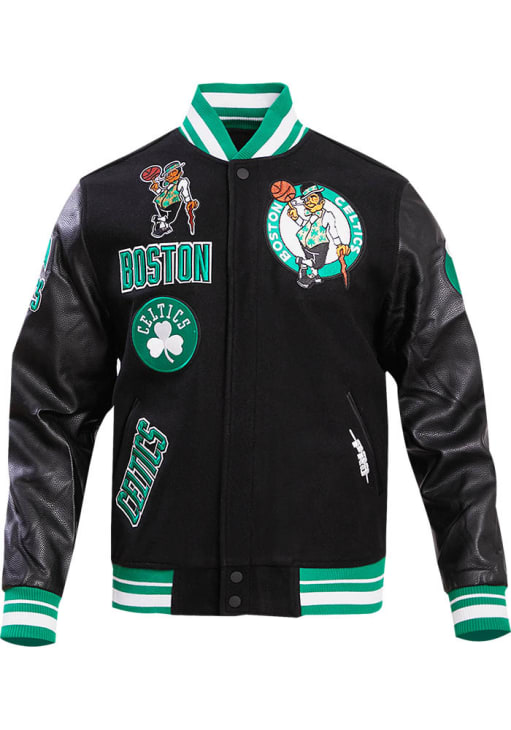 CELTICS スタジアムジャケット ブラック/グリーン Pro Standard Boston Celtics Mens BLACK/GREEN Retro Wool Varsity