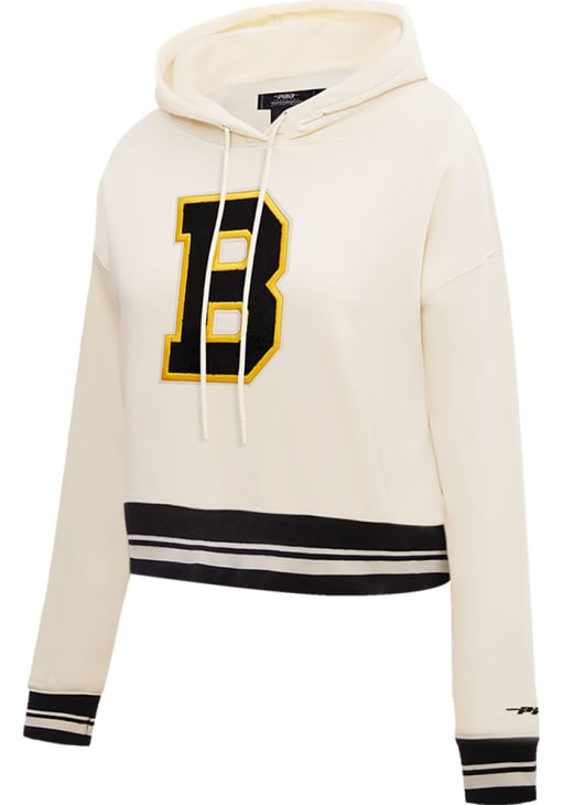 Pro Standard Boston Bruins Womens CREAM/BLACK Retro Cropped Hoodie