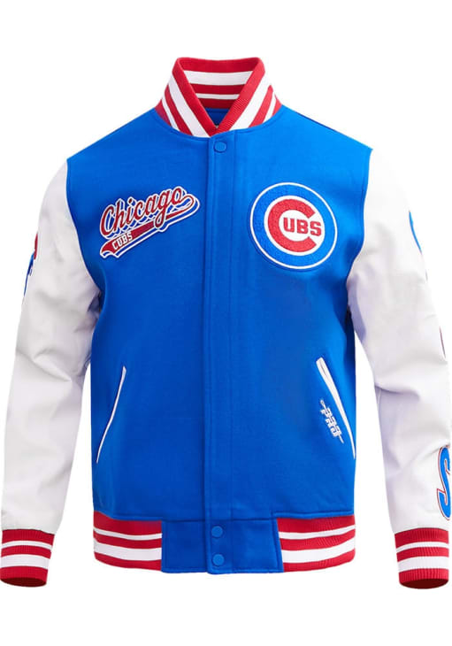 Chicago Cubs Pro Standard Womens ROYAL/RED Script Tail Varsity