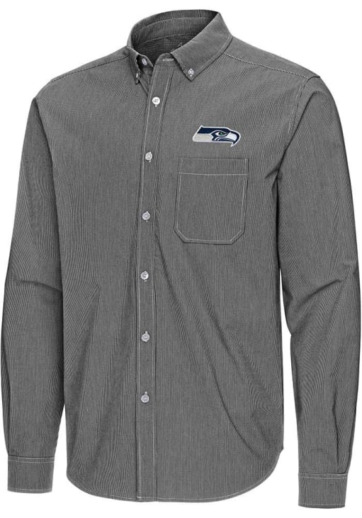 seahawks dress shirt Antigua Seattle Seahawks Mens Black Porter Long Sleeve Dress Shirt, Black, Size S