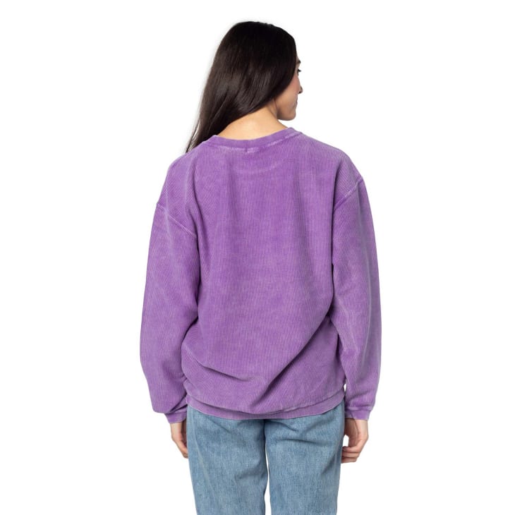 Womens PURPLE K-State Wildcats Corded Long Sleeve Crew Sweatshirt