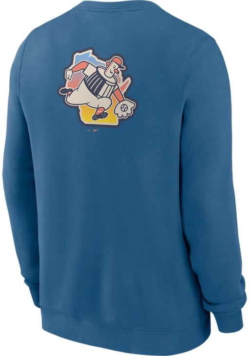 スウェット Connect Crewneck Sweatshirt Nike Milwaukee Brewers Mens BLUE Fanwear City Connect Crew