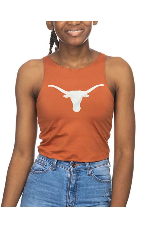 Texas Longhorns Womens TEXASORANGE First Down Crop Tank Top - 74280914