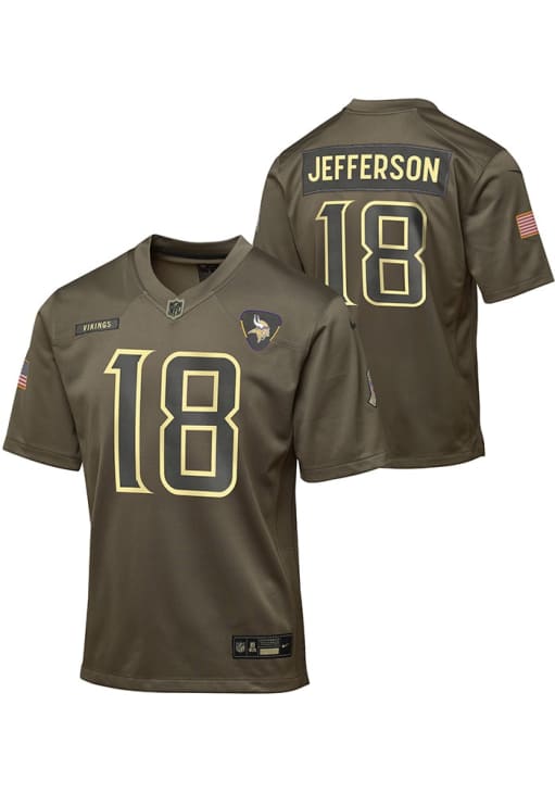 Minnesota Vikings Justin Jefferson Youth Salute To Service OLIVE