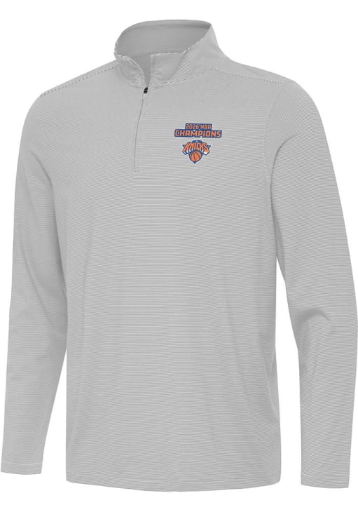 メンテナンス KNICKS Antigua New York Knicks Mens ASH 2026 NBA Champion Twine Pullover