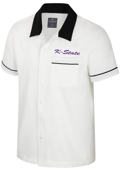 k state dress shirt Men's Antigua Purple Kansas State Wildcats Porter Woven Tri-Blend Long Sleeve Button-Down Shirt Size: 2XL