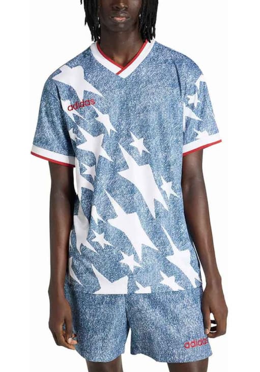 Adidas Team USA Mens Light Blue Denim Graphic Soccer Jersey