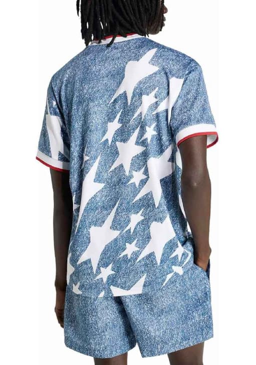 Adidas Team USA Mens Light Blue Denim Graphic Soccer Jersey