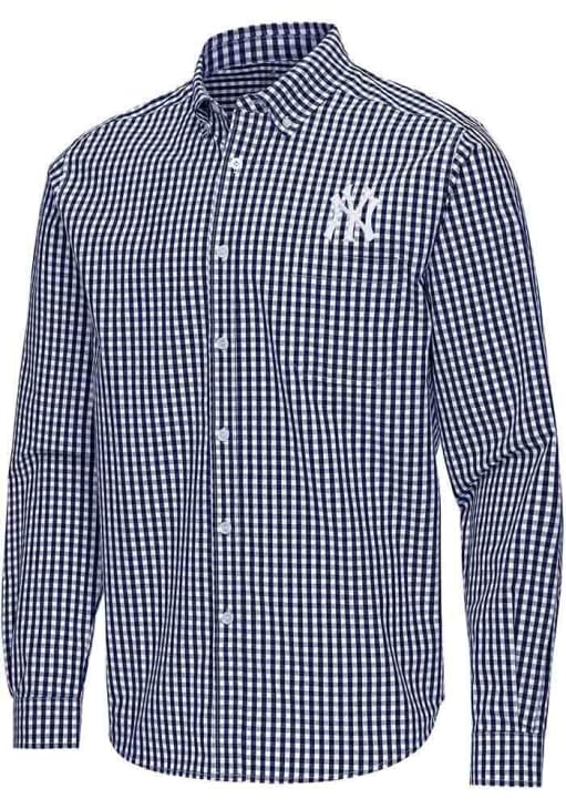yankees dress shirt Antigua New York Yankees Ellis Woven Tri-Blend Button-Down Shirt