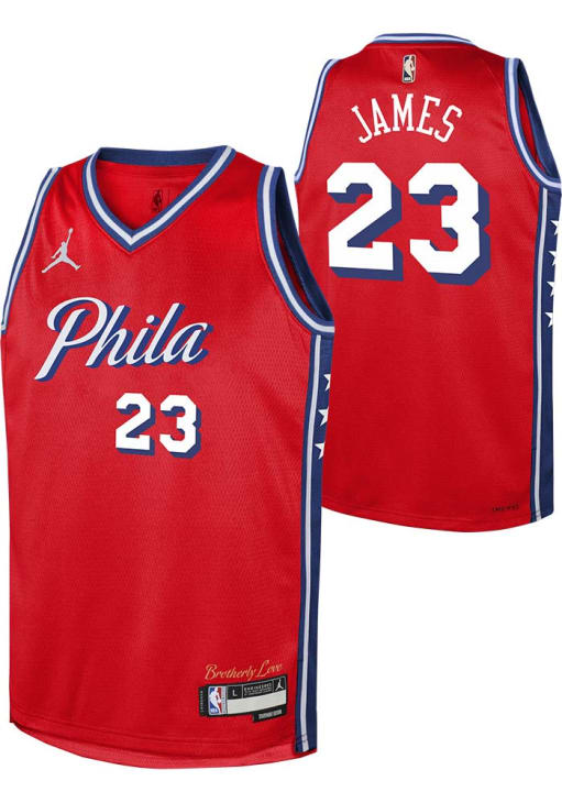 lebron james 76ers jersey XL（52） Philadelphia 76ers LeBron James Youth Red Statement Basketball