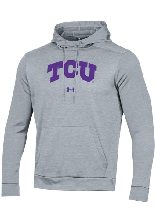 TCU Horned Frogs Mens Under Armour GREY Fleece Hood - 86331101