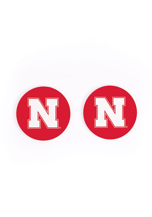 Nebraska Cornhuskers Red 2 Pack Color Logo Car Coaster - 8780006