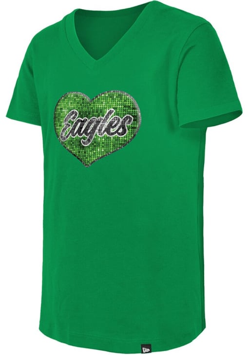 New Era Philadelphia Eagles Girls KELLYGREEN Heart Flip Sequin