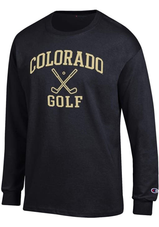 Champion Mens BLACK Colorado Buffaloes Golf Icon Jersey Long