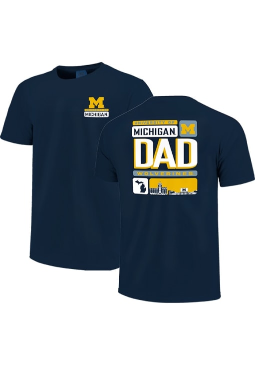 Michigan Wolverines NAVY Tiles Dad Short Sleeve T Shirt - 9287072