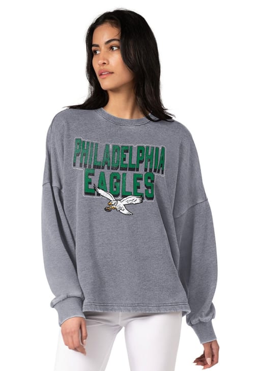 Philadelphia Eagles Womens GREY Burnout Long Sleeve Crew
