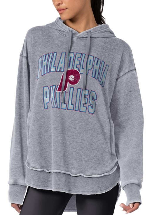 Philadelphia Phillies Womens GREY Burnout Hoodie - 9435849