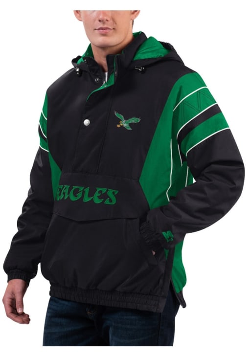 Starter Philadelphia Eagles Mens Retro Polyfill BLACK Pullover