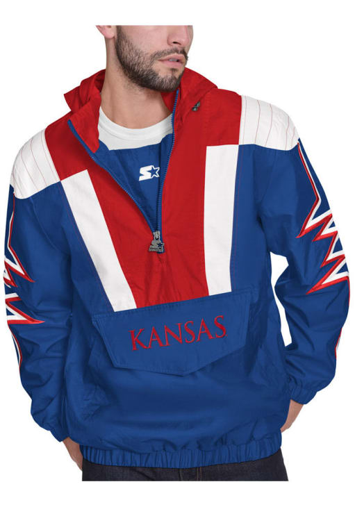 Starter Kansas Jayhawks Mens ROYAL Shockwave Medium Weight Jacket