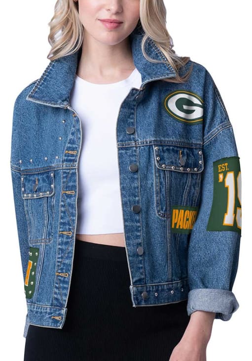 Green Bay Packers Womens DENIM Game Ball Light Jacket - 9437026